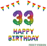 33 jaar Verjaardag Versiering Pakket Regenboog