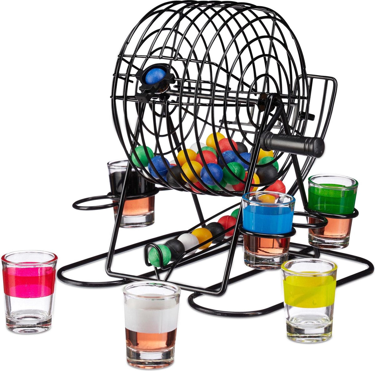 relaxdays drankspel bingo - drinkspelletje - 6 glaasjes - drankspelletje - 48 balletjes