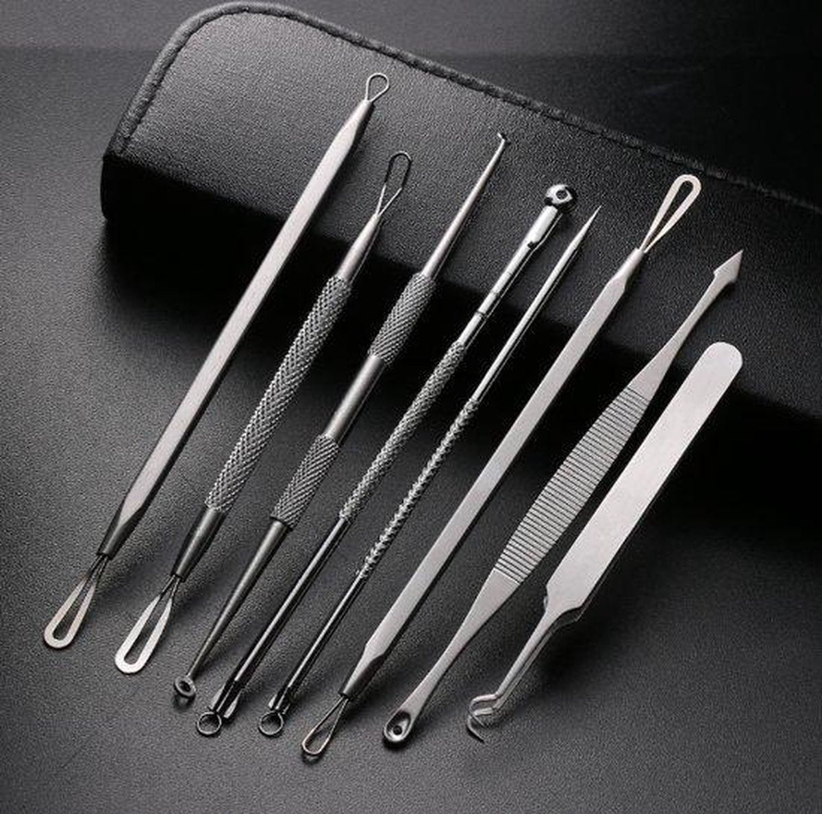 Professionele 8 Delige Mee-eters & Acne Verwijderen Set - RVS Blackhead Killer - Remover Comedonenlepel - Puisten verwijderaar - Comedonendrukker - Mee-eter Lepel