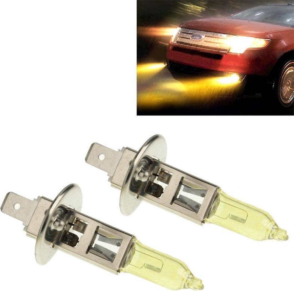 2 X H1 HOD Halogeenlampen 12V 100W 2400 LM 3500K Geellicht Koplampen