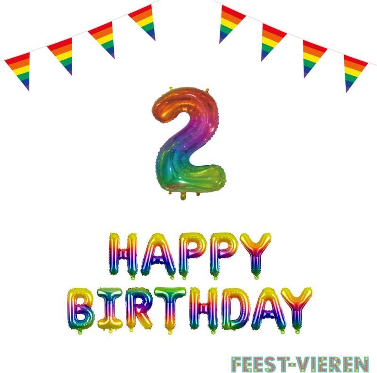 2 jaar Verjaardag Versiering Pakket Regenboog