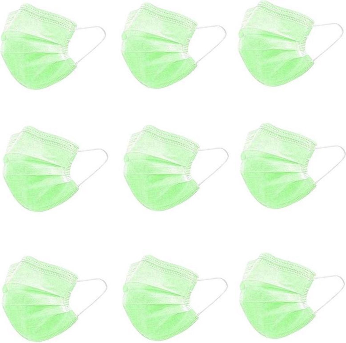Groene Kinder Wegwerp Mondmaskers | 50 Gekleurde Mondkapjes voor Kids Groen | 14.5 x 9 cm | 3 Laags | Hoogste Kwaliteitsgarantie