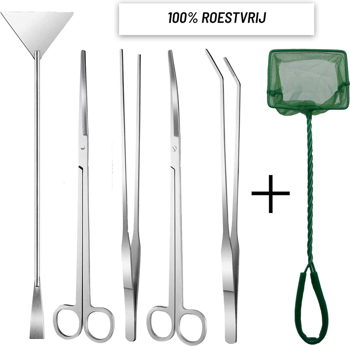 Sportific - luxe 6 in 1 RVS Aquarium set  + gratis opberghoes - Aquarium set - Tank Waterplant set - Pincet - Schaar - Aquarium Tool - Tool set  - Planten Verzorging - Aquarium Plant