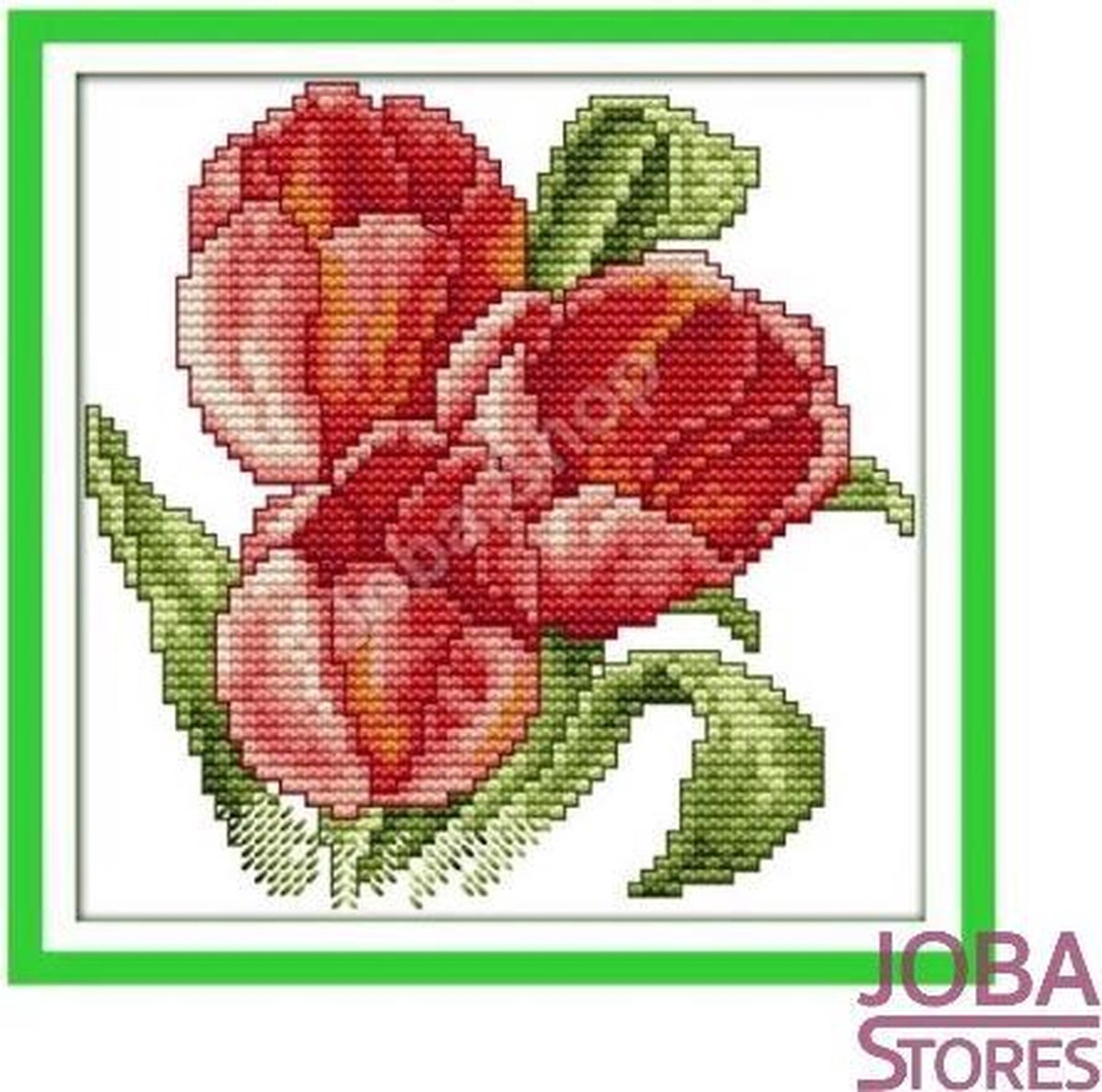 Borduur Pakket "JobaStores®" Bloem 003 14CT Voorbedrukt (17x17cm)