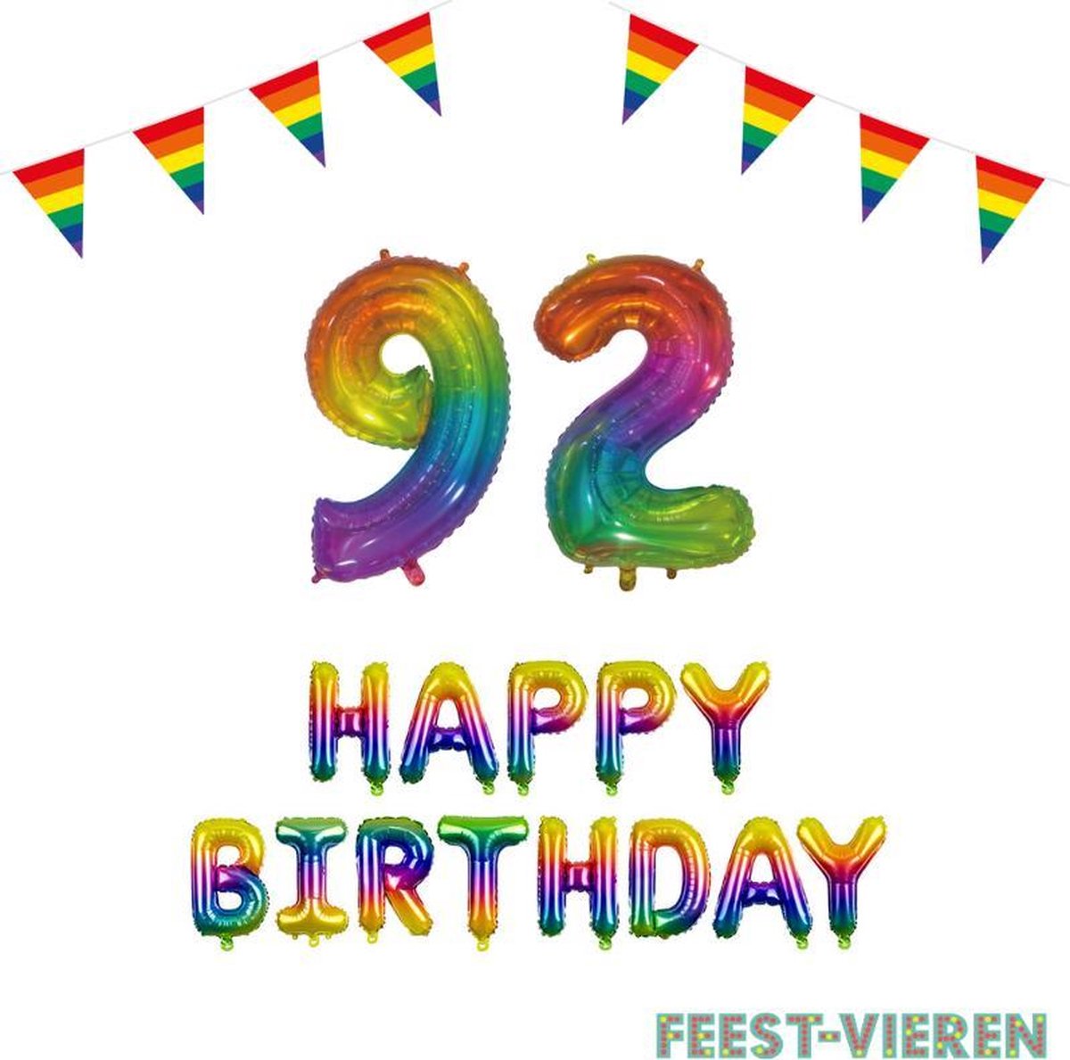 92 jaar Verjaardag Versiering Pakket Regenboog