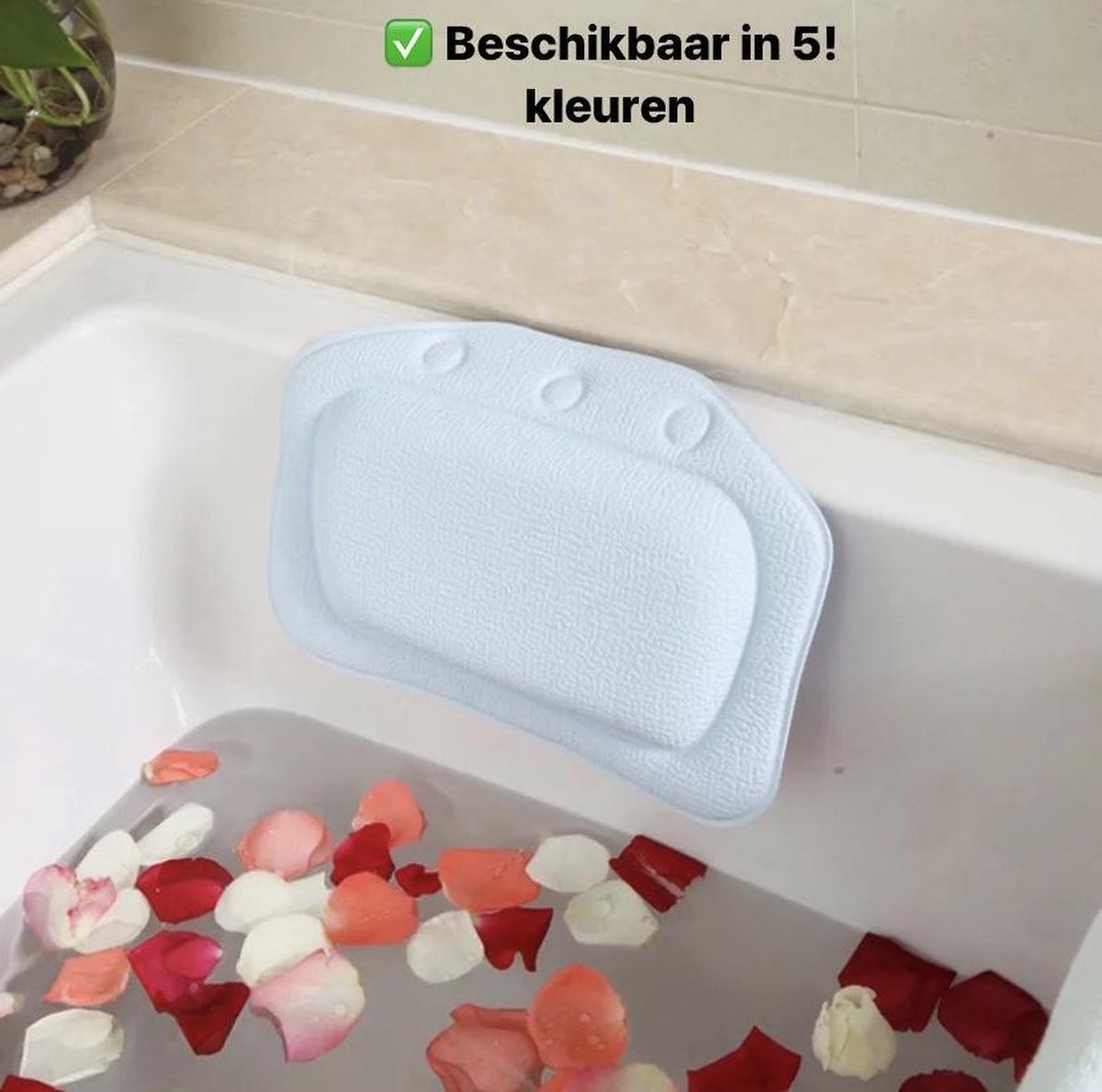 Nivadebro Luxe Badkussen met Anti Slip Zuignappen - Home Spa Kussen voor Rug/Schouder/Nek - Orthopedisch Hoofd Steun voor In Bad en Jacuzzi - Waterdicht - Lichtblauw