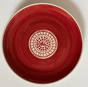 Bunzlau dinerbord rood met roosjes