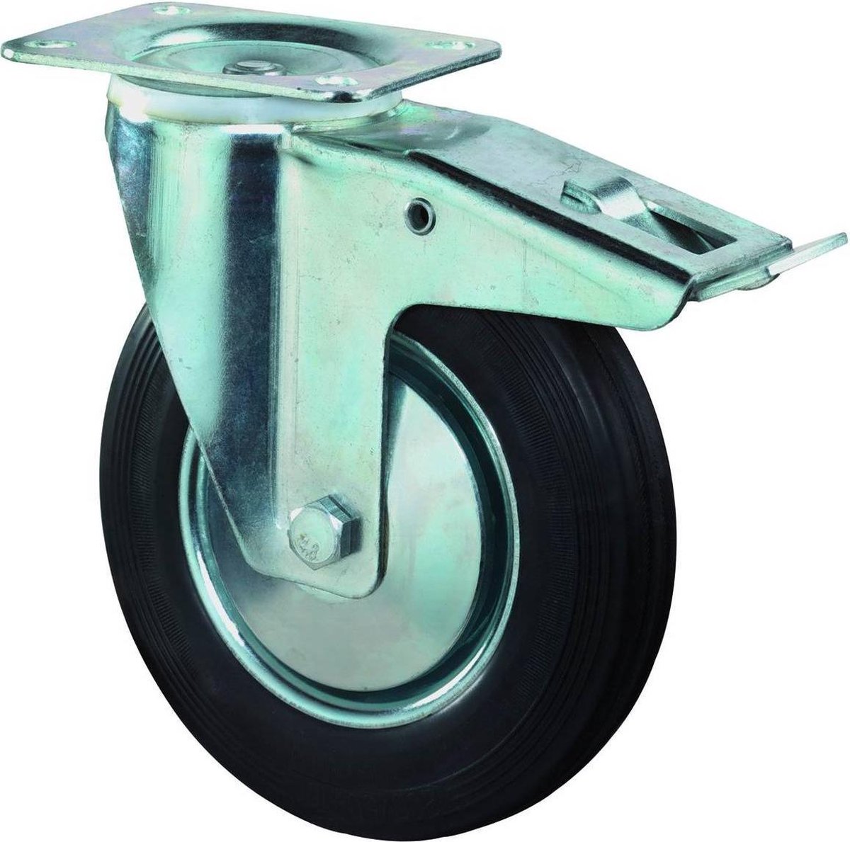 Zwenkwiel 100Mm Rubber Zwart M/Rem