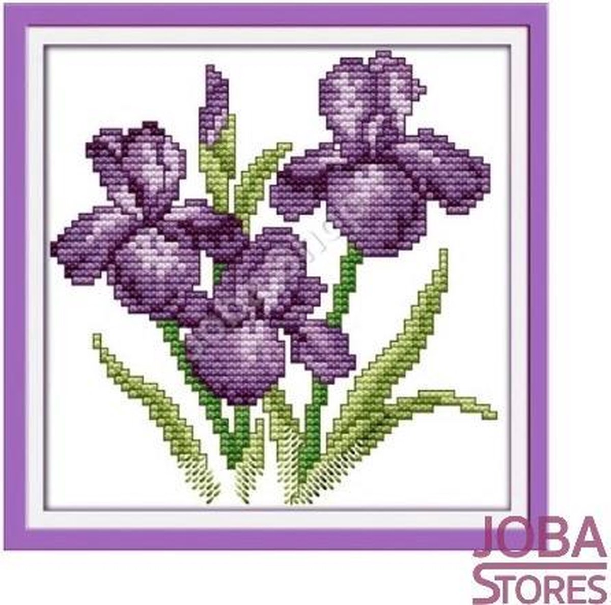 Borduur Pakket "JobaStores®" Bloem 007 14CT Voorbedrukt (17x17cm)