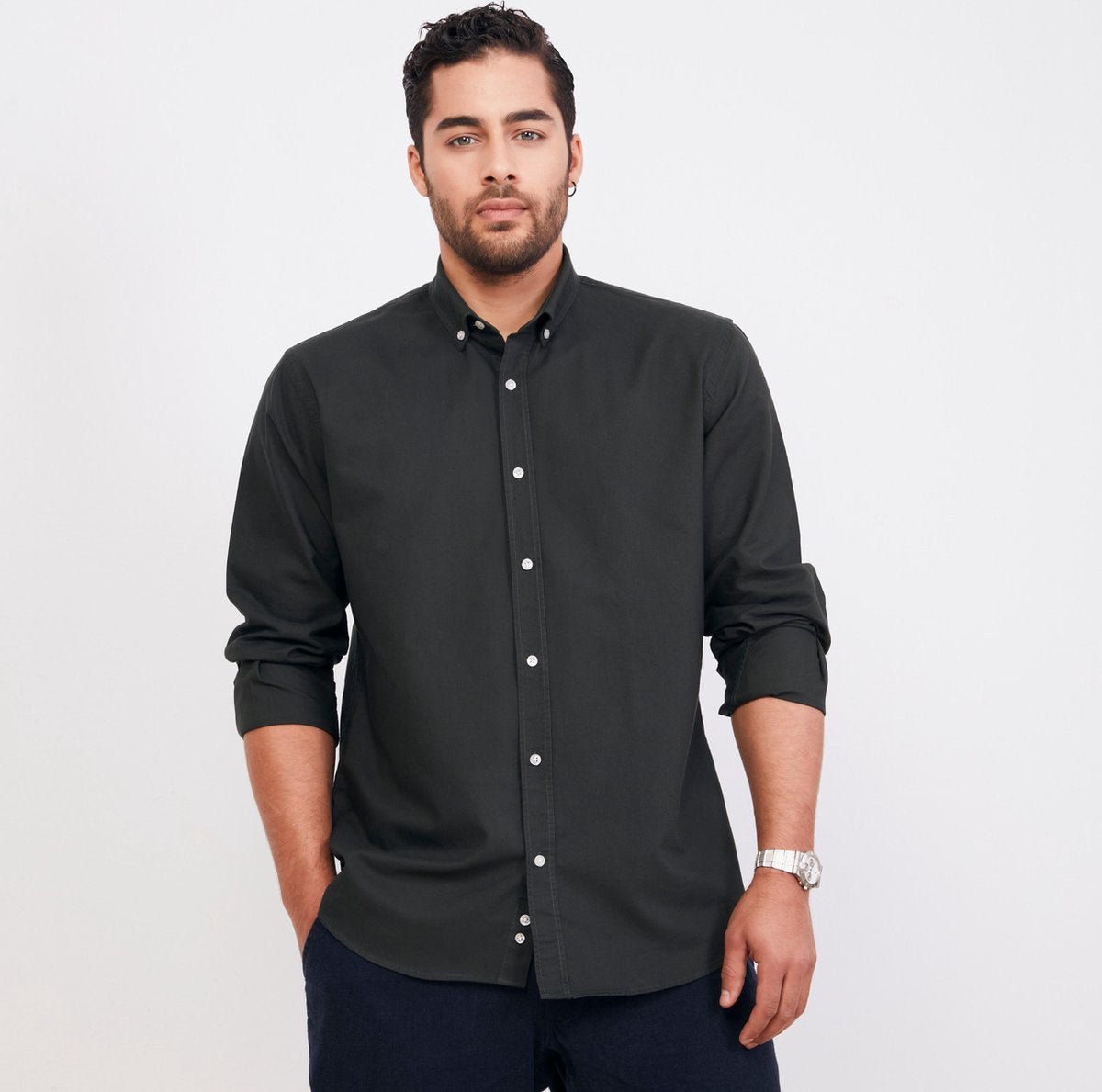 ULTRAMARINE Oxford Shirt Heren van 100% Katoen - Overhemden Heren Volwassen met Klassieke Kraag met Knopen - Blouse Heren met Lange Mouw - Longsleeve Heren  - Overhemd / Topjes voor Heren - Khaki  - M