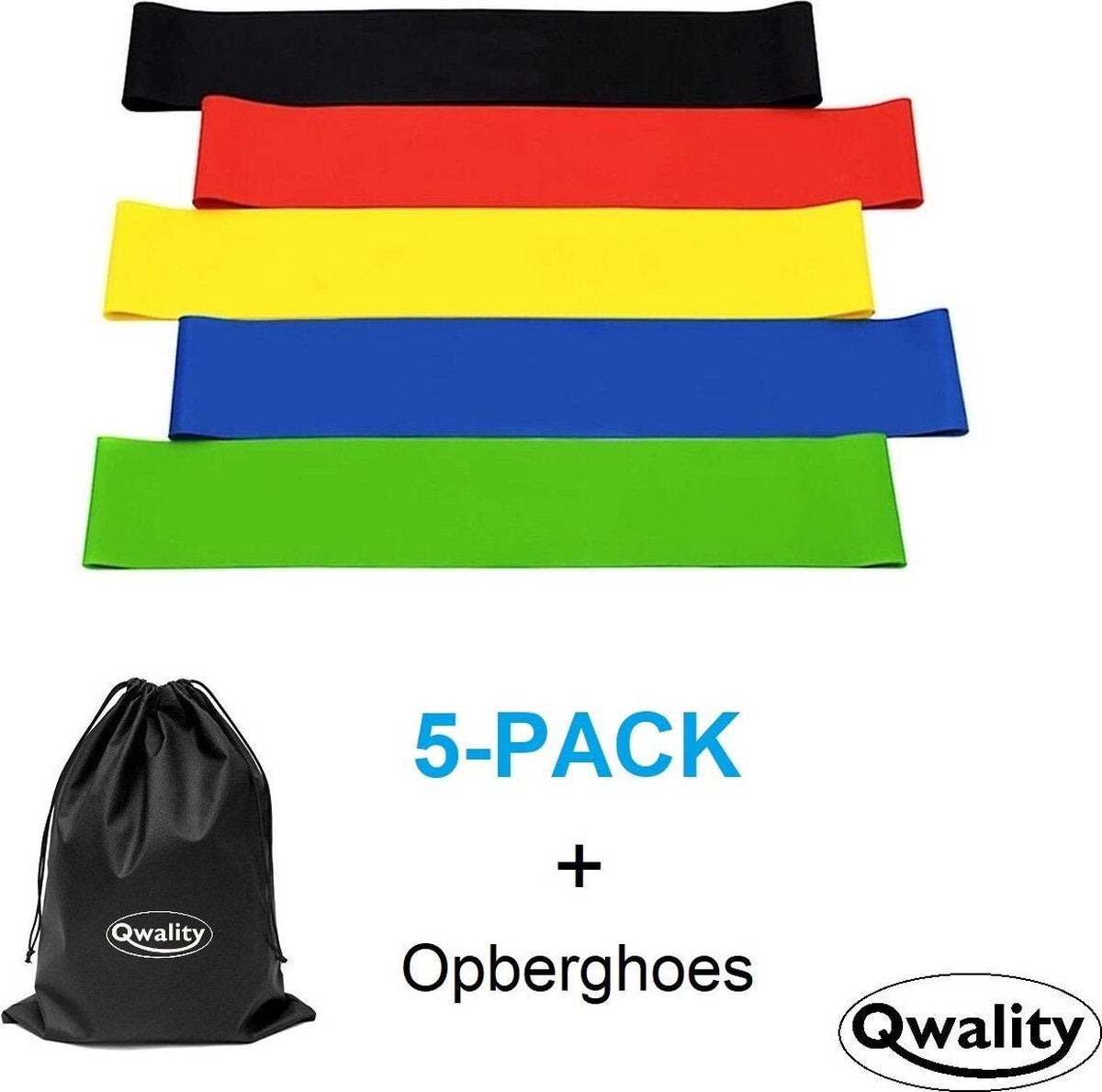 Weerstandsbanden 5x – Sport Elastiek Banden - Resistance Bands - Thuis Train Set – Fitness - Inclusief Oefeningen - Qwality