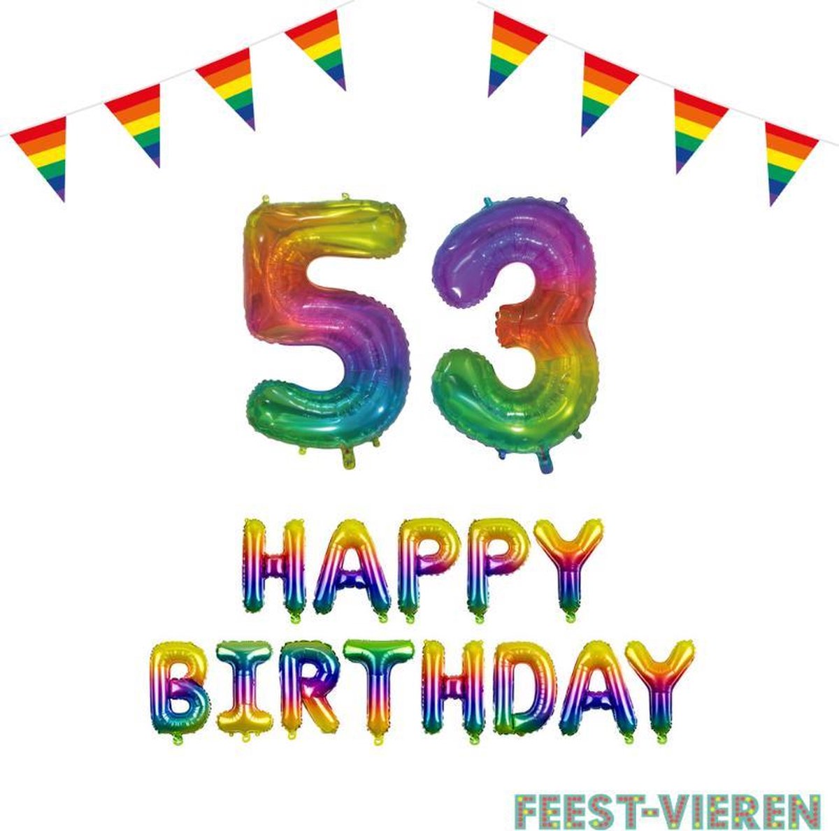 53 jaar Verjaardag Versiering Pakket Regenboog