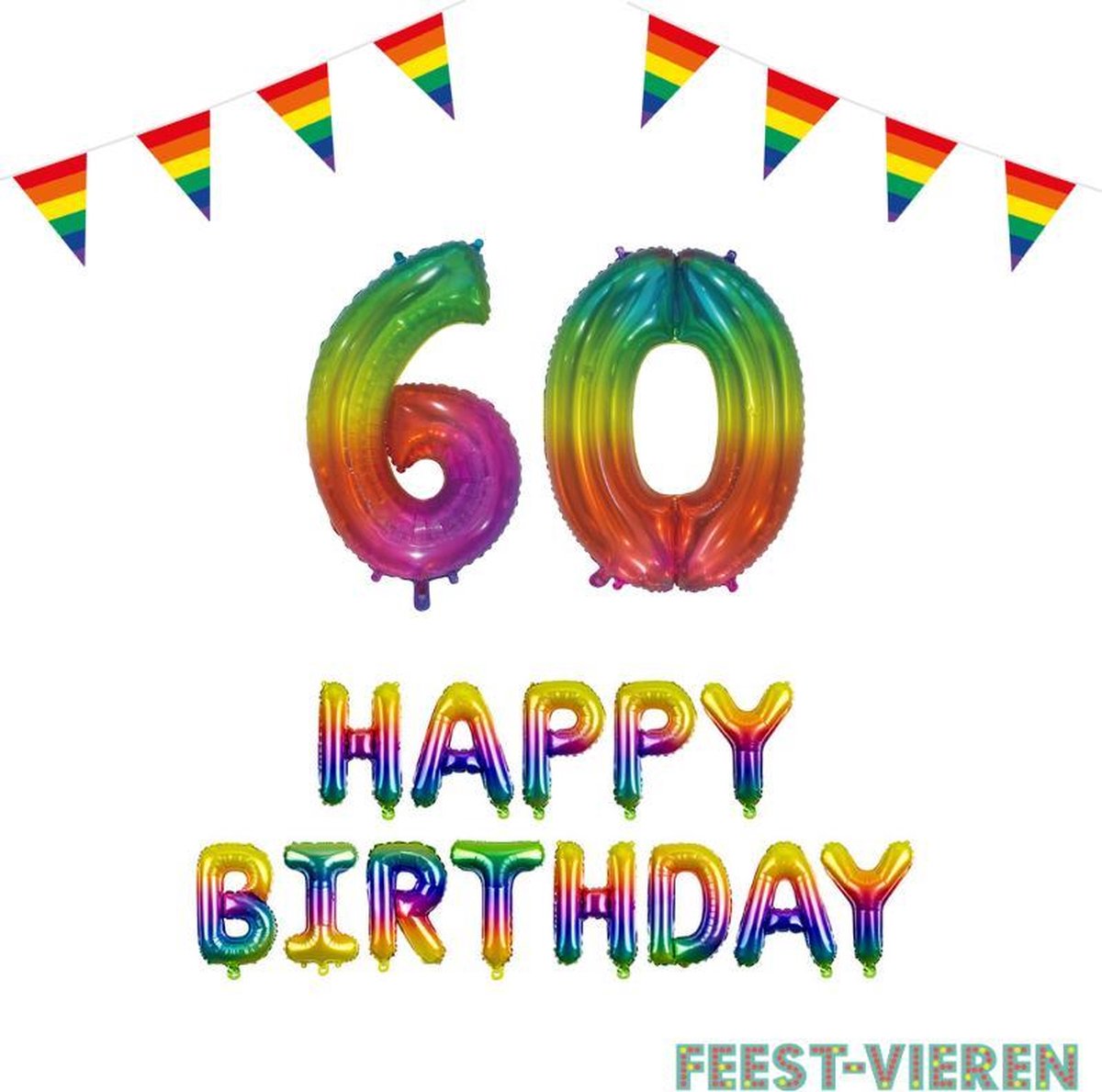 60 jaar Verjaardag Versiering Pakket Regenboog