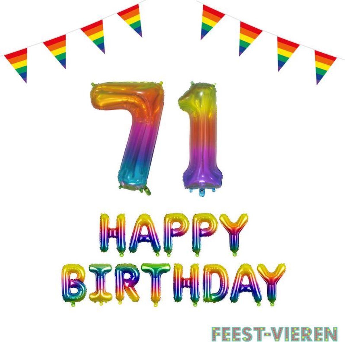71 jaar Verjaardag Versiering Pakket Regenboog