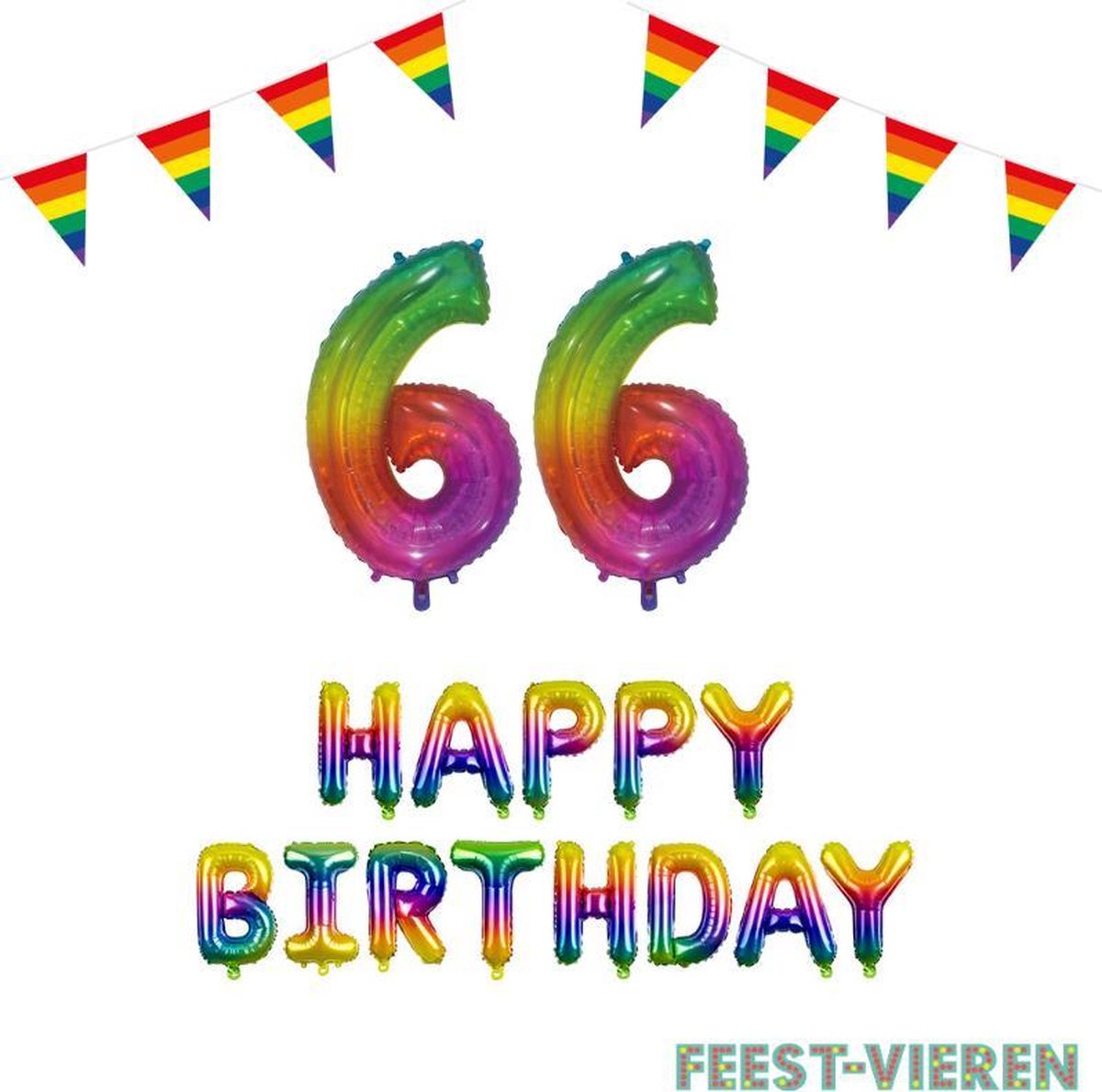 66 jaar Verjaardag Versiering Pakket Regenboog