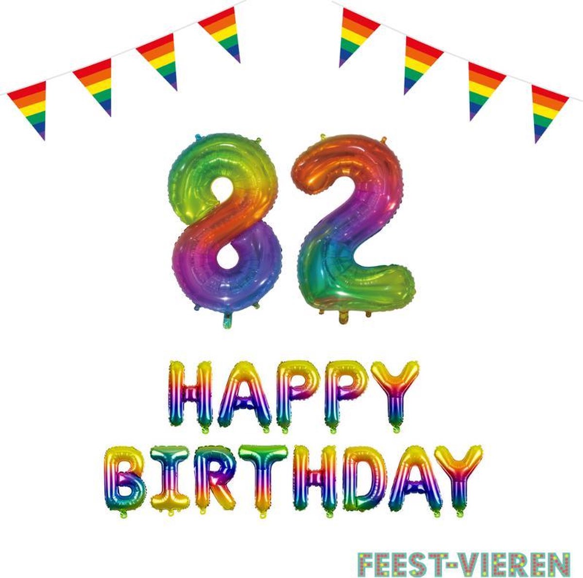 82 jaar Verjaardag Versiering Pakket Regenboog