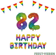 82 jaar Verjaardag Versiering Pakket Regenboog