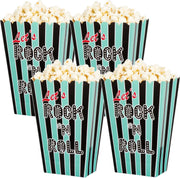4x Rock n Roll popcornbakjes/snoepbakjes 13 cm