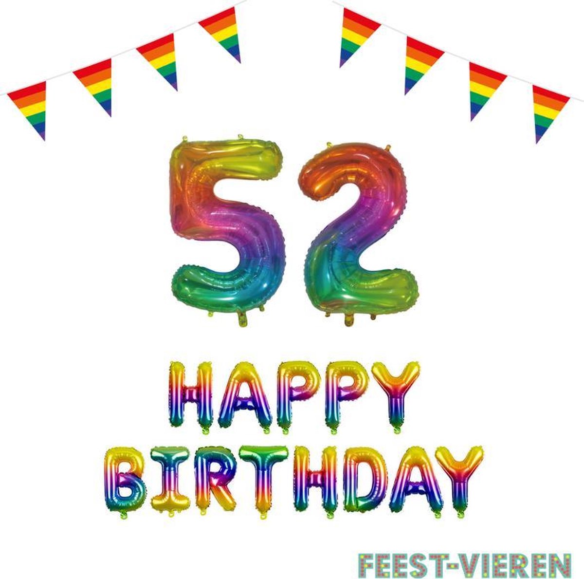52 jaar Verjaardag Versiering Pakket Regenboog