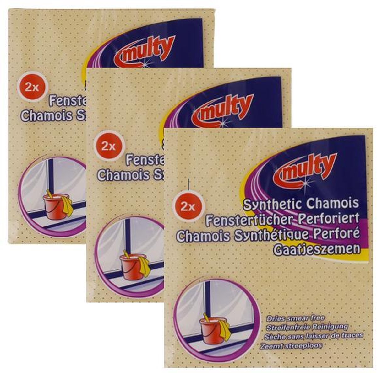 3x Multy Gaatjeszeem - 36x38cm 6 Stuks - schoonmaak doek - schoonmaak - huishouden - zemen - gaatjeszemen - streeploos.