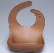 SIIDDS Siliconen slabbetje met opvangbakje - bruin - baby - peuter - etenstijd - absorbeert geen voedsel of water - BPA-vrij - vaatwasserbestendig - look a like mushie slab