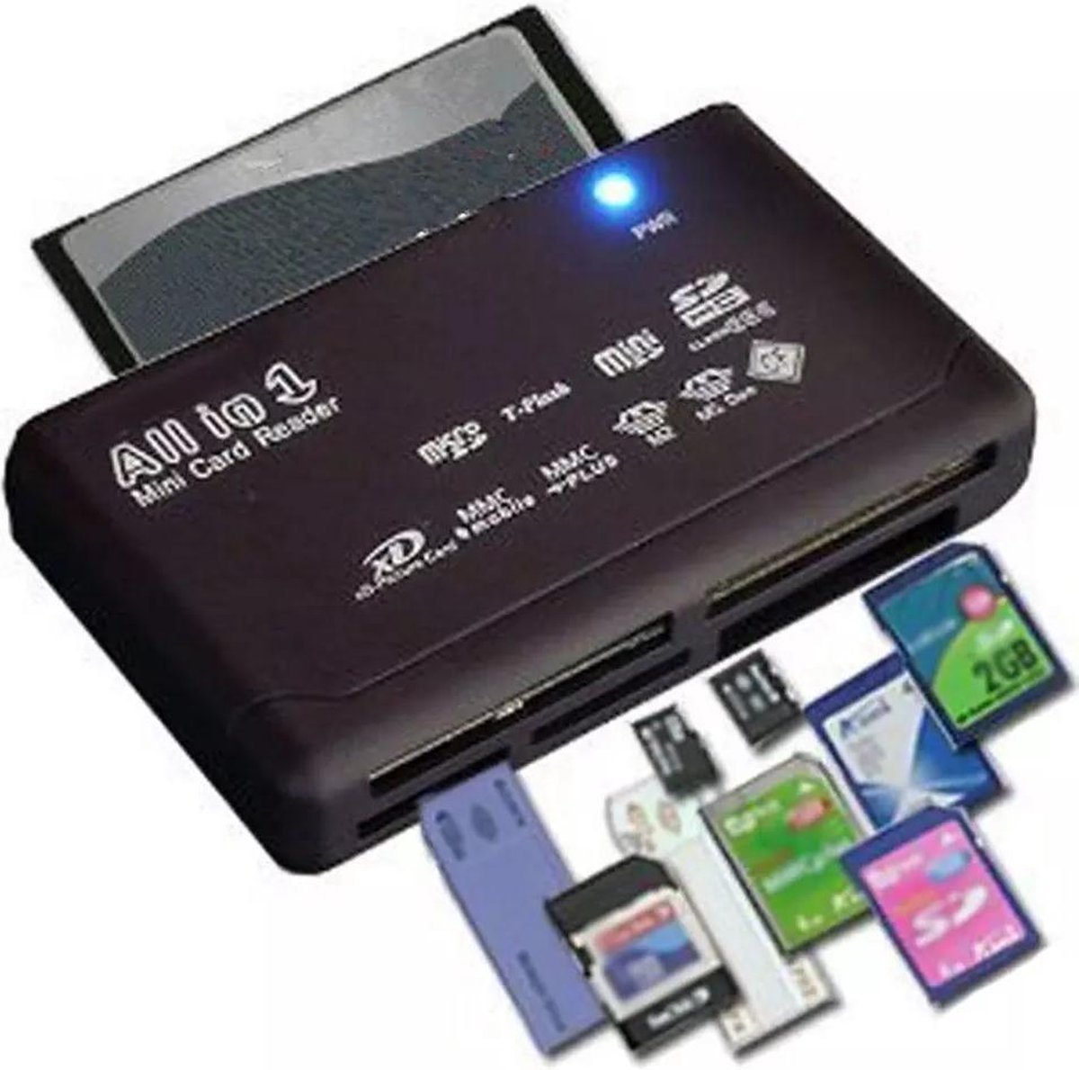 LOUZIR All in One Card Reader - Kaartlezer voor SDHC / SD / Mini / Micro / Externo / XD / CF / M2 / MMC - Zwart