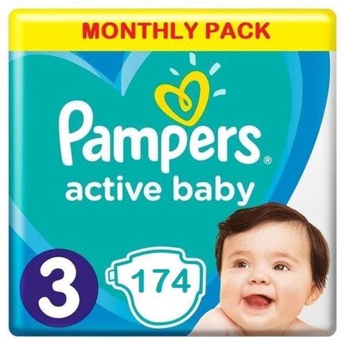 Pampers Active Baby Luiers Maat 3 - 174 Luiers Maandbox