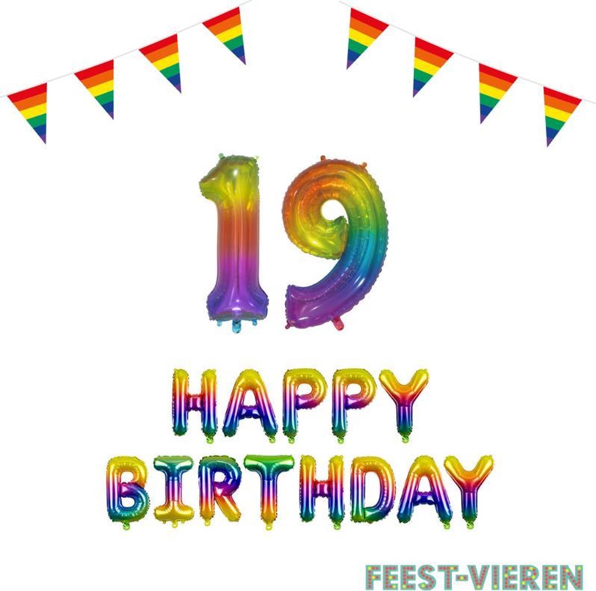 19 jaar Verjaardag Versiering Pakket Regenboog
