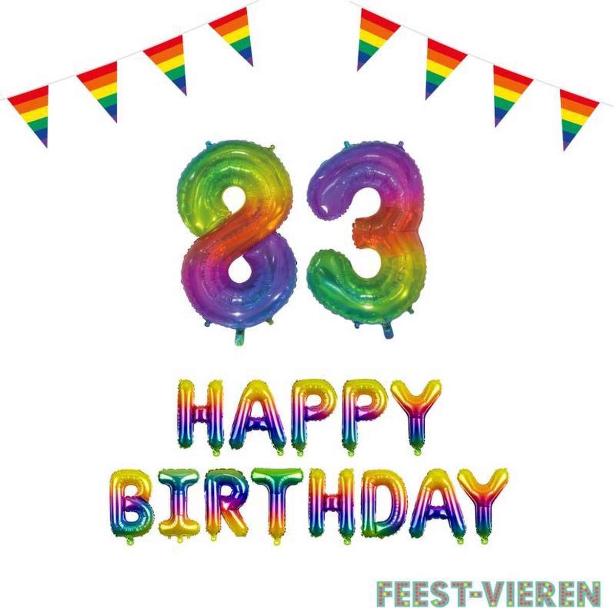 83 jaar Verjaardag Versiering Pakket Regenboog