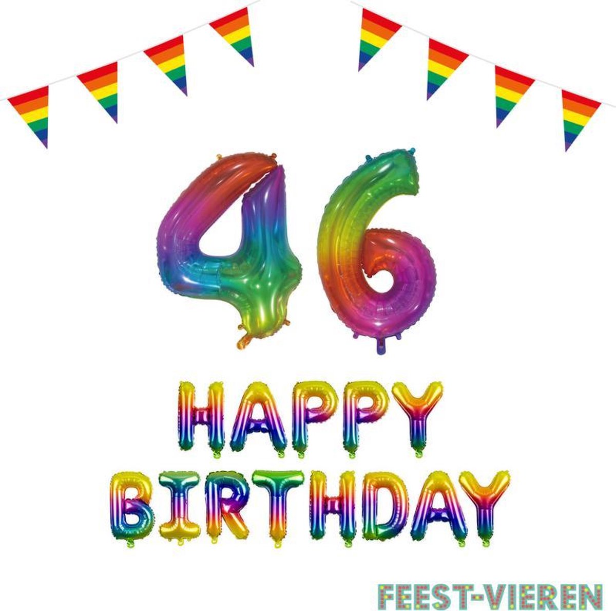 46 jaar Verjaardag Versiering Pakket Regenboog