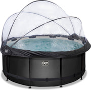 EXIT Black Leather zwembad ø360x122cm met overkapping en zandfilter- en warmtepomp - zwart