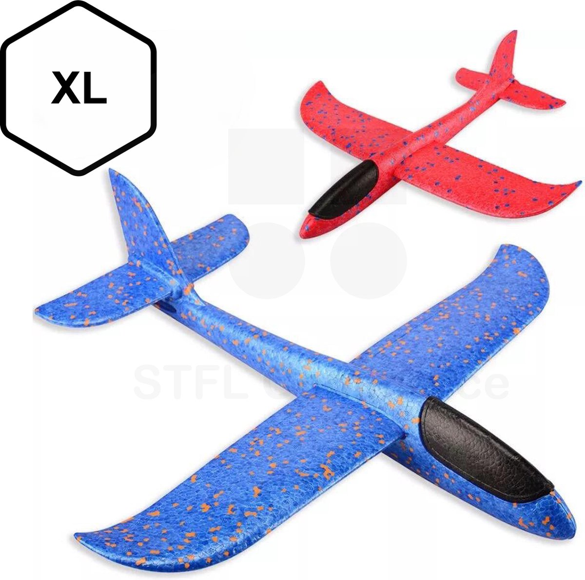 2x Zweefvliegtuig - Super groot Vliegtuig Speelgoed XL - Werp Vliegtuig Schuim - Blauw/Rood