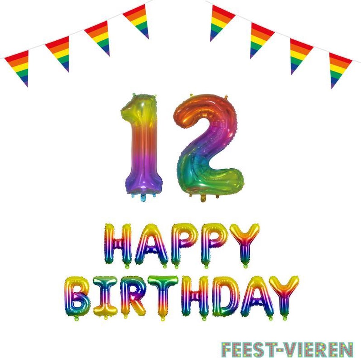 12 jaar Verjaardag Versiering Pakket Regenboog