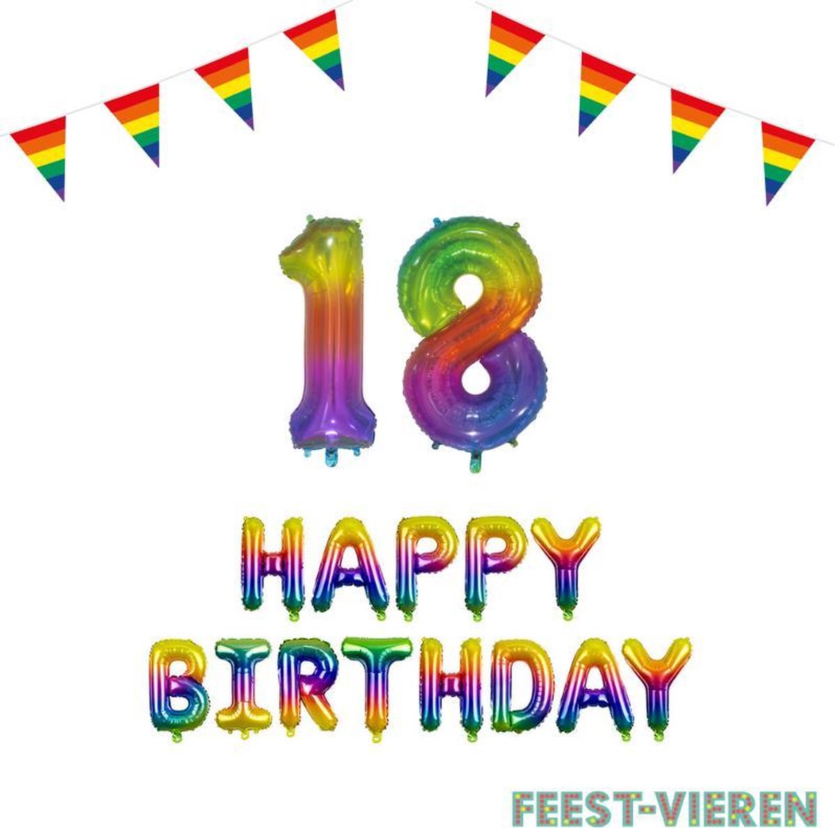 18 jaar Verjaardag Versiering Pakket Regenboog