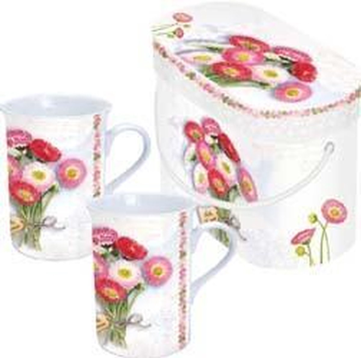 Set van 2 bekers met bloemen in luxe doos
