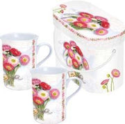 Set van 2 bekers met bloemen in luxe doos