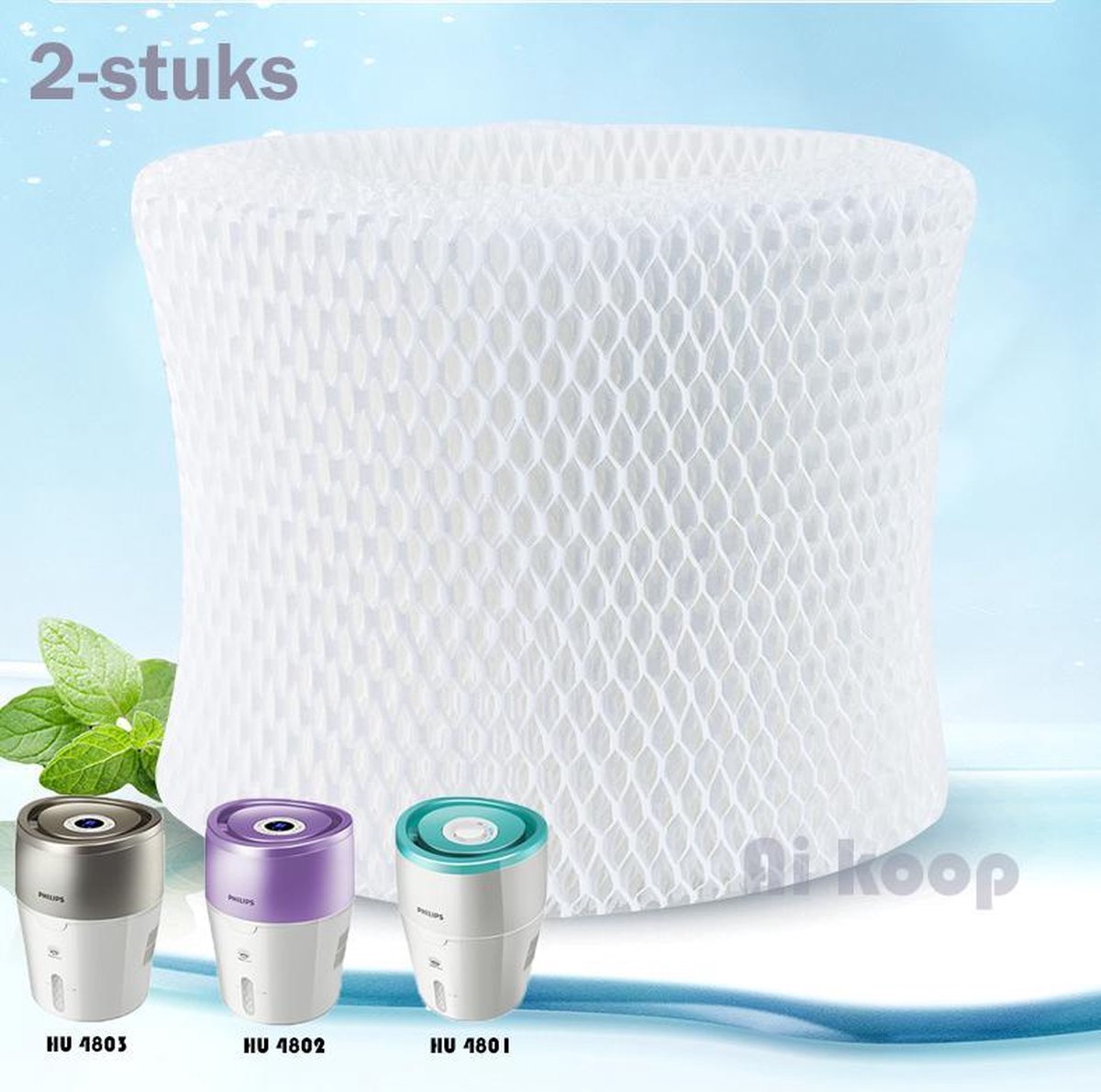 2x Filter HU4102/01 voor Philips luchtbevochtiger HU4801 HU4802 HU4803 HU4810 HU4811 HU4813 onderdeel spons bevochtigingsfilter -2stuks