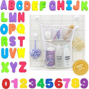 WithGoods® multifunctionele witte badspeelgoed opberg tas – Bath toy organizer – Speelgoed zak – Badspeelgoed opbergen – Inclusief 36 letters & cijfers – Waterspeelset – Speelgoed voor in bad – Badspeeltjes