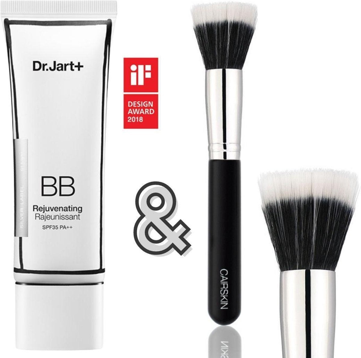 Dr.Jart+ Rejuvenating Beauty Balm 01 #Light + CAIRSKIN Foundation Fiber Brush CS129 - BB Cream & Makeup Kwast - Egale Teint Gezicht - Makeup Brush - Anti Age BB Cream Silver Label SPF 35 / PA++