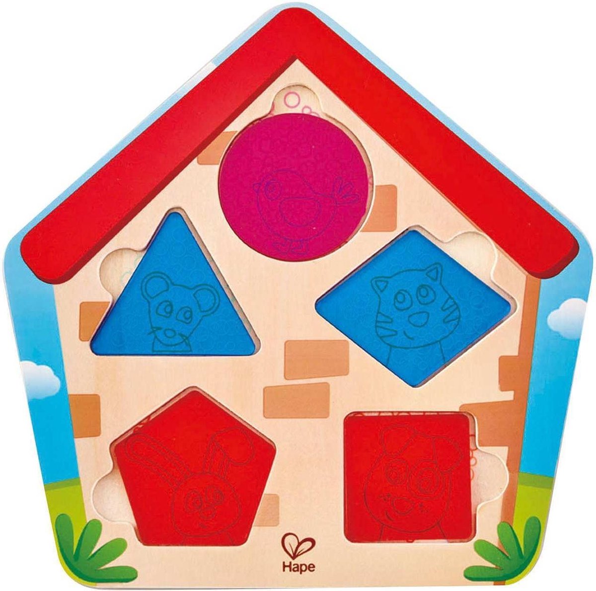 Hape Vormenpuzzel Wie Is Er In Huis Junior Hout 5 Stukjes