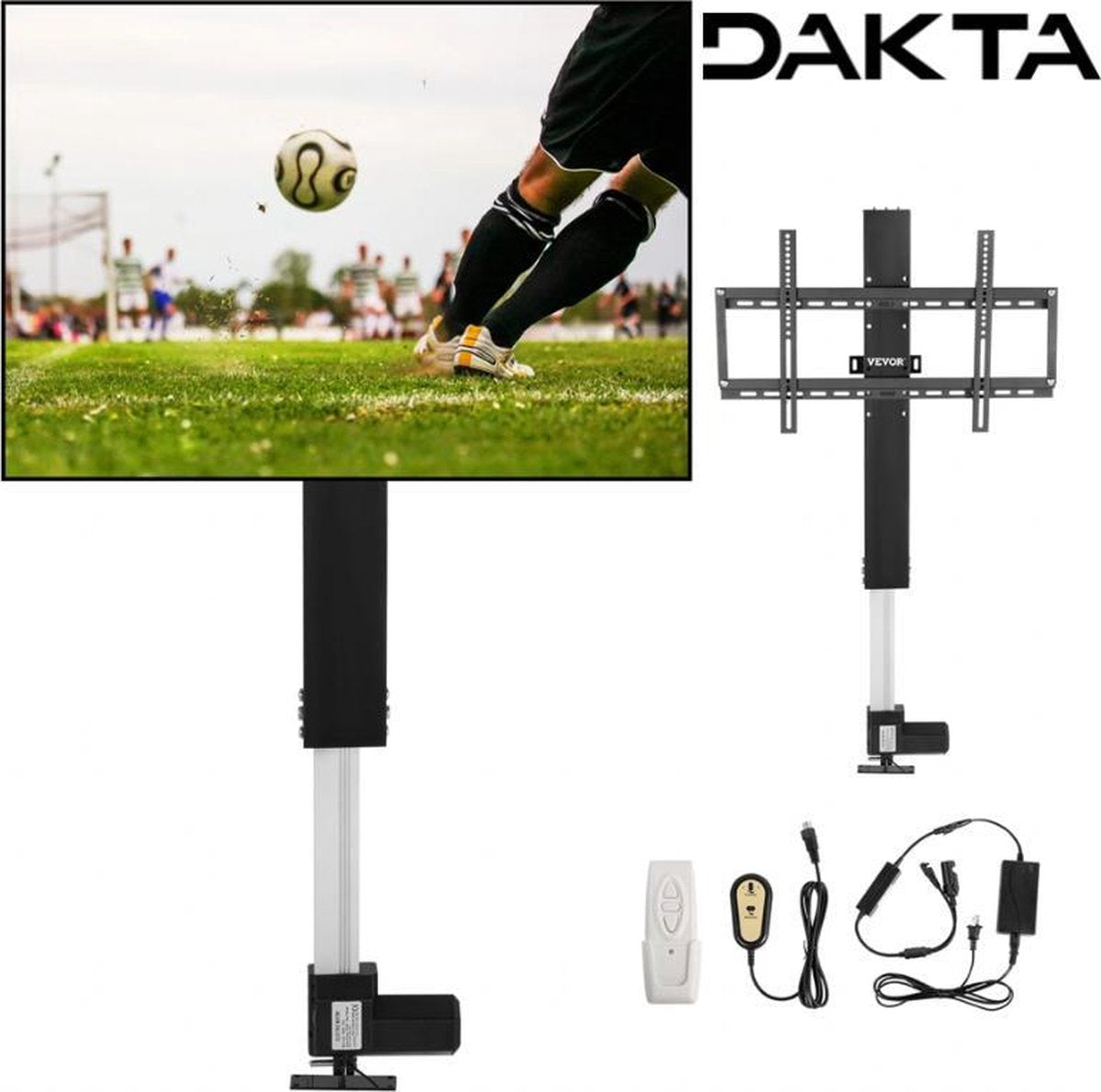 Dakta® TV Lift Elektrisch | Meubel Electrisch | TV Voetbord | Beugel Staand | Verstelbaar | Met Afstandsbediening | 94.5 - 154.4 cm | Tot 50”