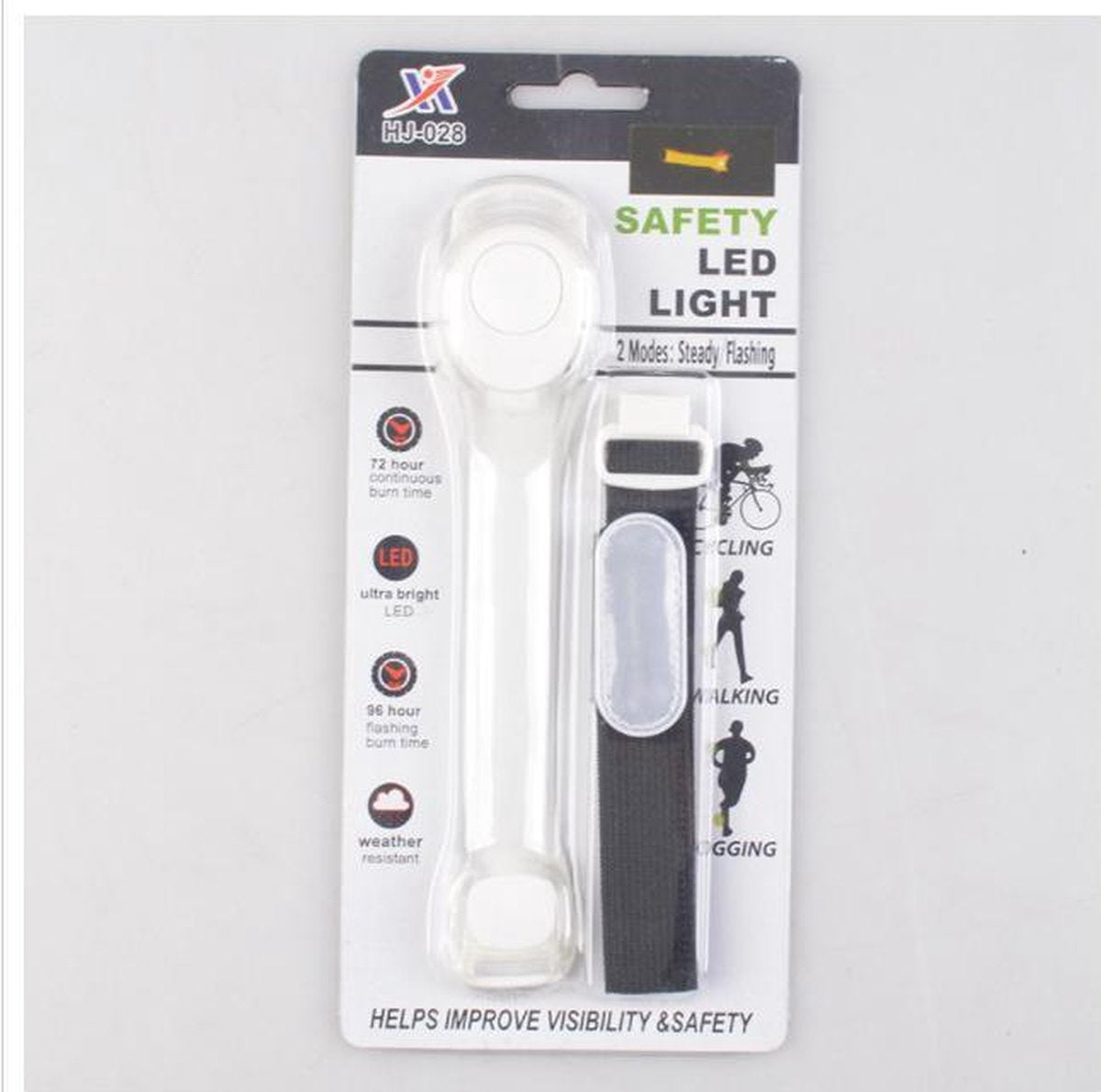 Sport armband met NEON LED Hardlopen Verstelbaar Handig Veilig-Inclusief Batterij- Knipperend of Brandend - Fietsen Veiligheid-- ook voor Kinderen Buiten Spelen Veiligheid-WATERBESTENDIG-WIT