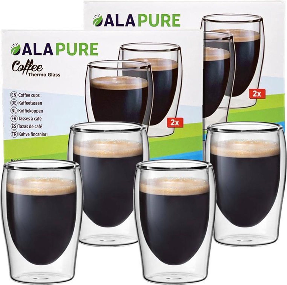 4x Alapure koffie thermo glazen 17.5cl