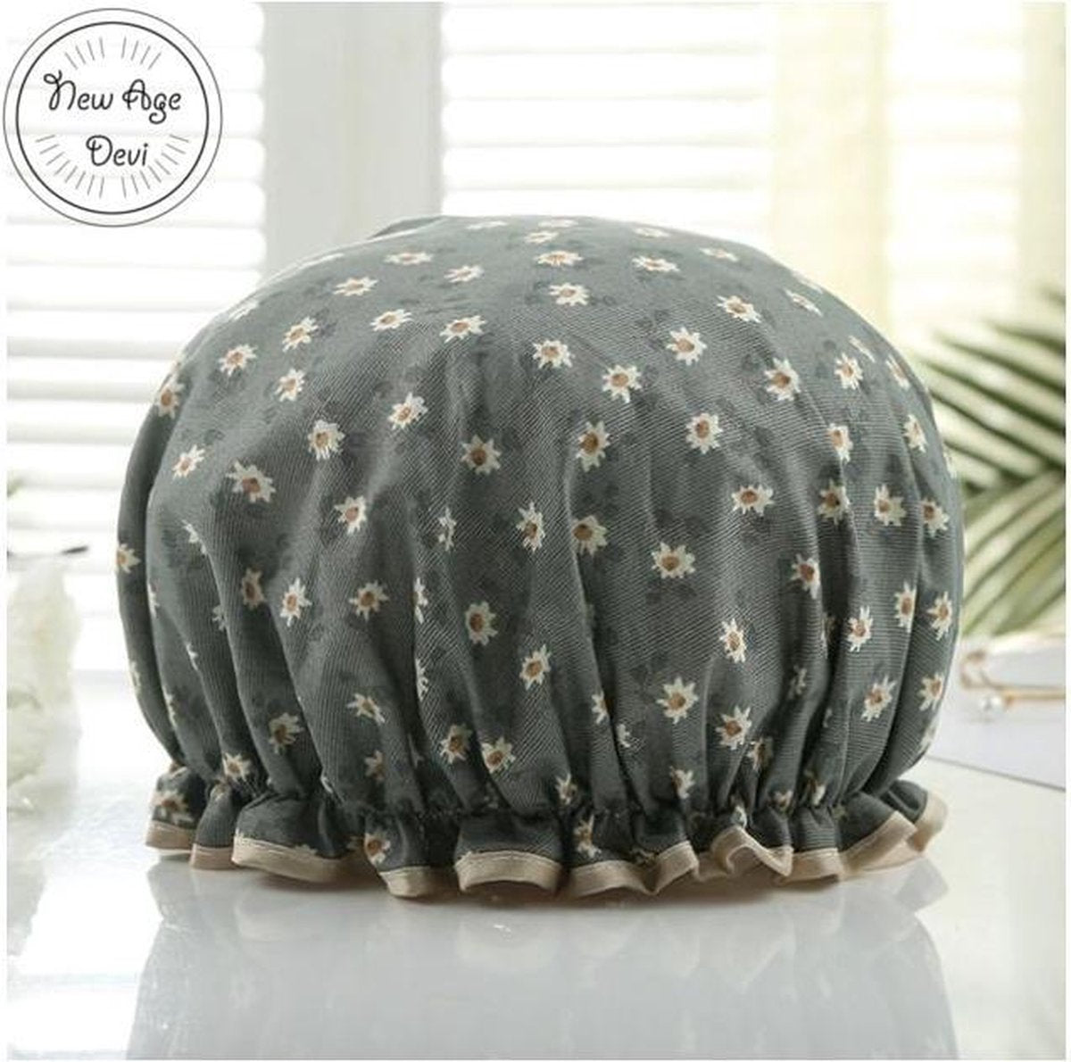 Dikke 1Stuks Douche muts - Shower Cap - Margriet Blauw Grijs - Waterdicht - BadMuts - Dubbele Laag - Douchemuts Haar Cover Bedekking - Vrouwen Benodigdheden DoucheCap Badkamer Accessoires