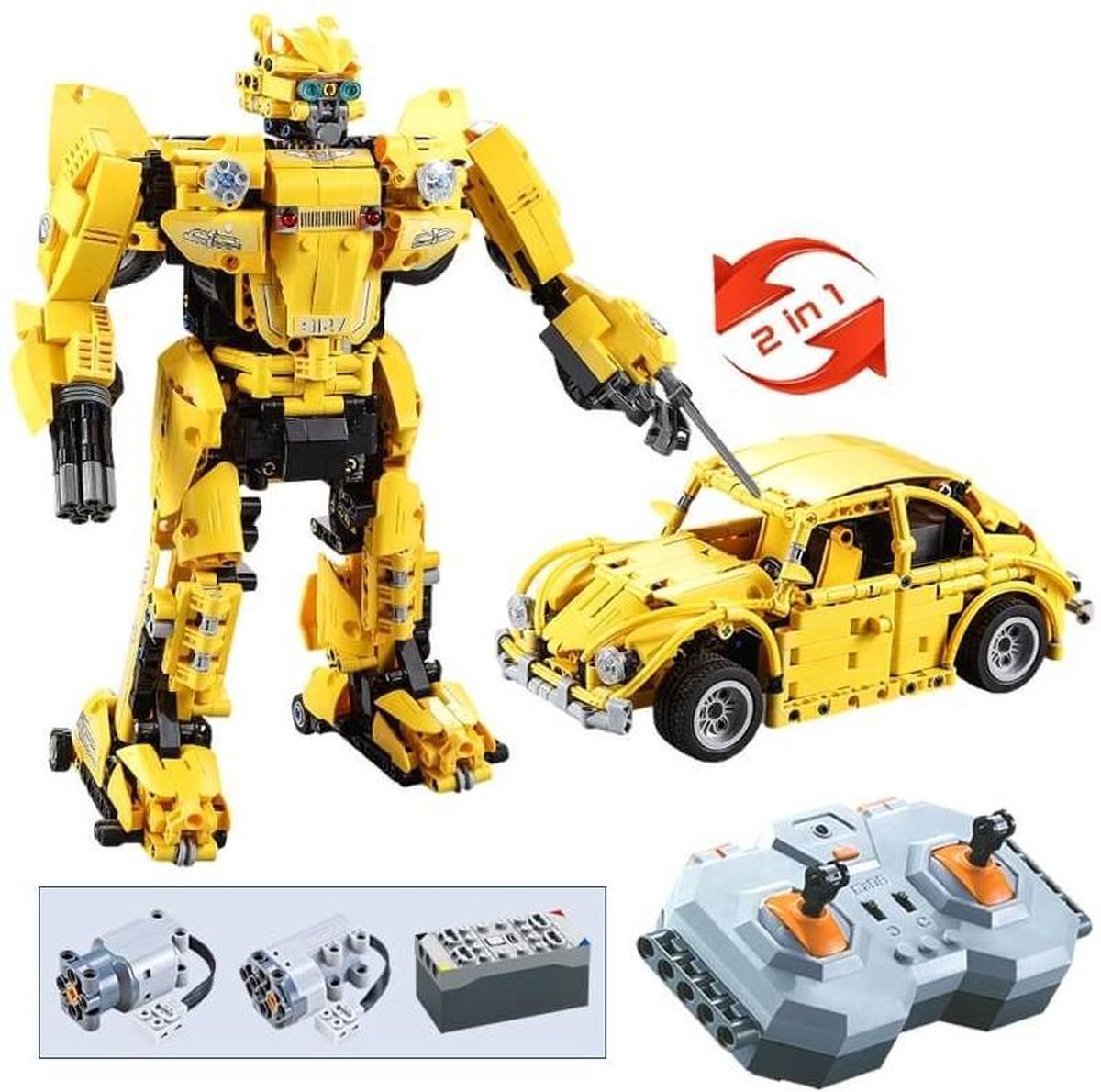 Cadabricks bouwset - Bestuurbare auto & robot  (2in1)