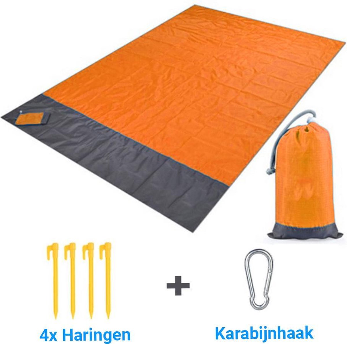 Picknickkleed – Opvouwbaar Picknickdeken – Strandlaken – Pocket Size - Picknickkleed Waterdicht – Waterafstotend kleed – Picknicken / Strand - Laken - Oranje 200x140 cm