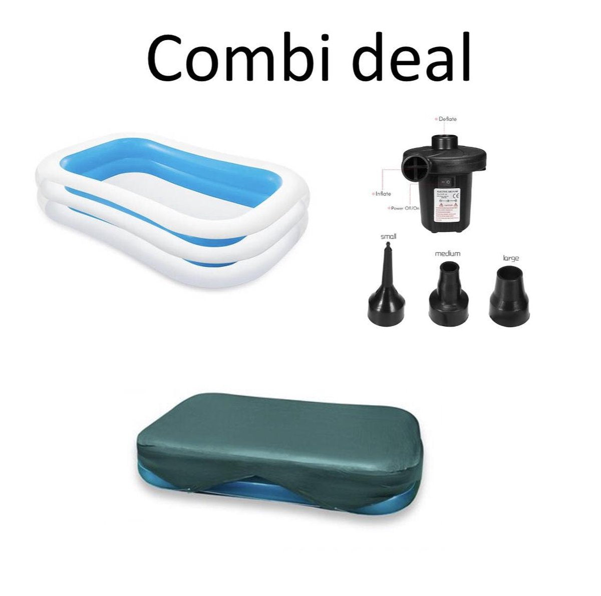 Combi Deal - Intex Familie Zwembad 262x175x56cm - Blauwe zwembad Met Luchtpomp en Met Afdekhoes - zwembad