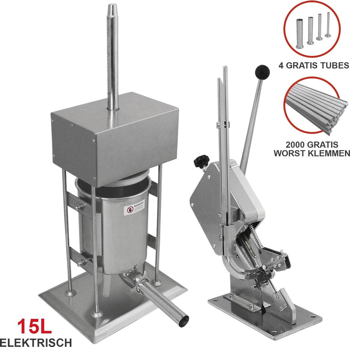 15L Electric Sausage Stuffer & Clipper Bundle