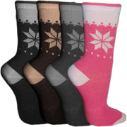 Socke - 3 Paar Dames Sokken Bruin/Grijs/Roze Motief Maat 39/42