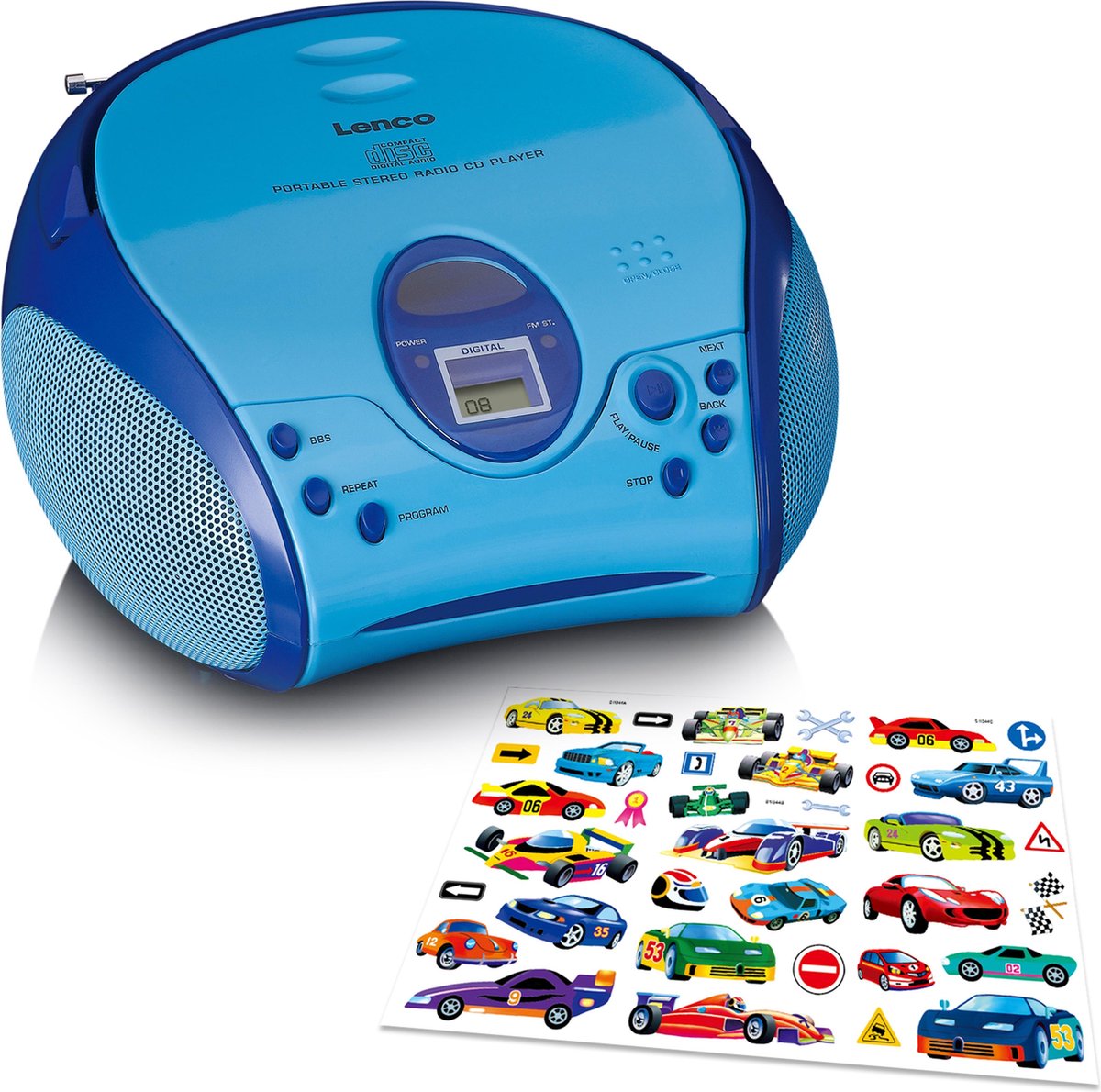 Lenco SCD-24BU kids - Draagbare stereo FM radio met CD-speler - Blauw